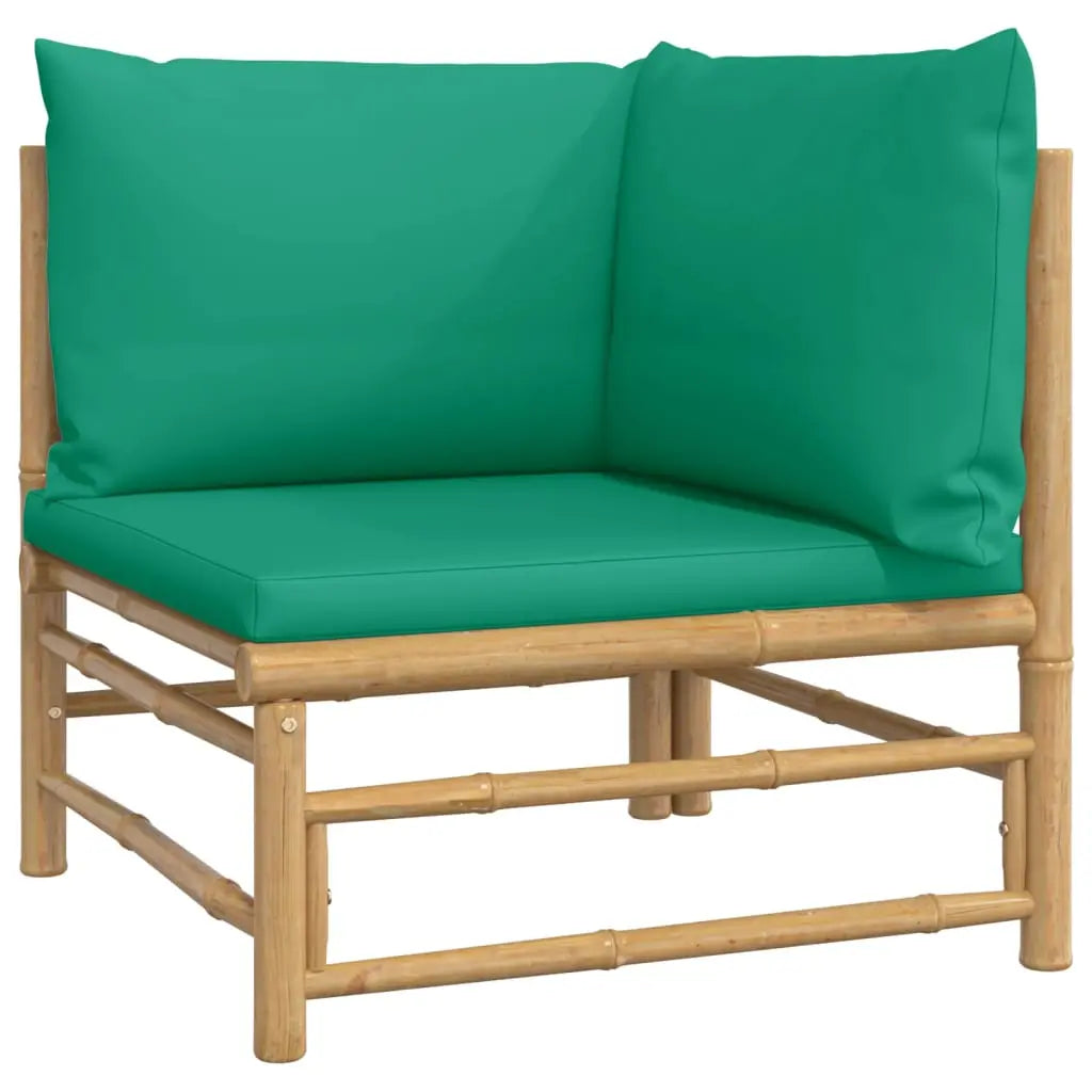 NNEVL 8 Piece Garden Lounge Set with Green Cushions  Bamboo NNEVL