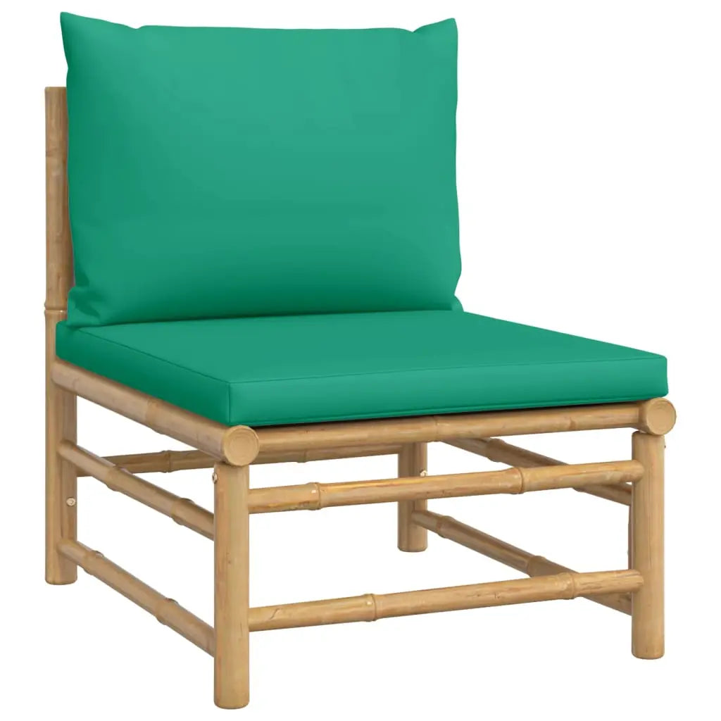 NNEVL 8 Piece Garden Lounge Set with Green Cushions  Bamboo NNEVL