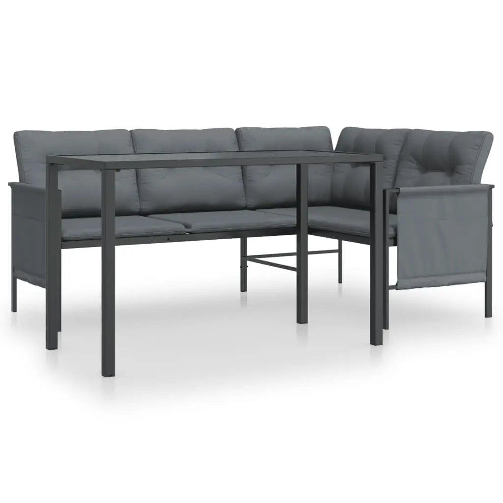 NNEVL 2 Piece Garden Dining Set Anthracite Steel-1